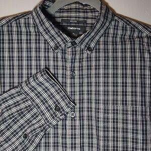Claiborne Men's Shirt XL‎ Blue & White Plaid Button Down Dress Casual Business